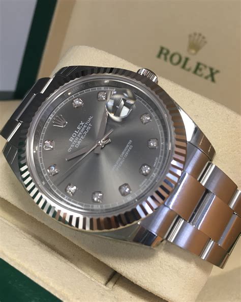 rolex datejust 41 rhodium diamond dial